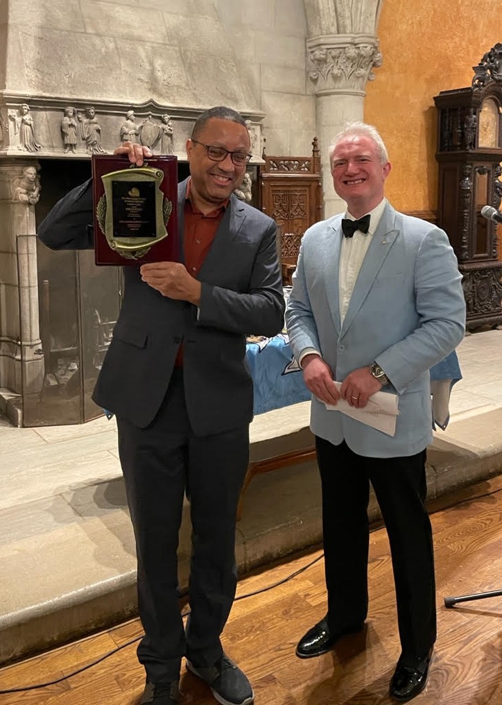 Matt Abrams and John McWhorter at the presentation of the Philolexian Award for Distinguished Literary Achievement