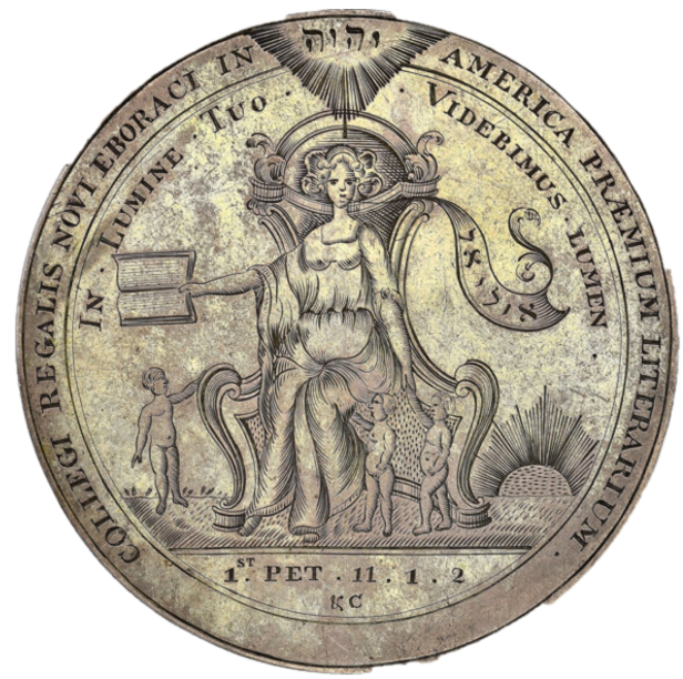 The 1768 King's College Literary Society Medal awarded to Gouverneur Morris
